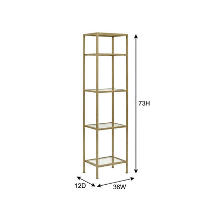 Set of 2 Narrow Freestanding Shelves in Soft Gold for Stylish Storage