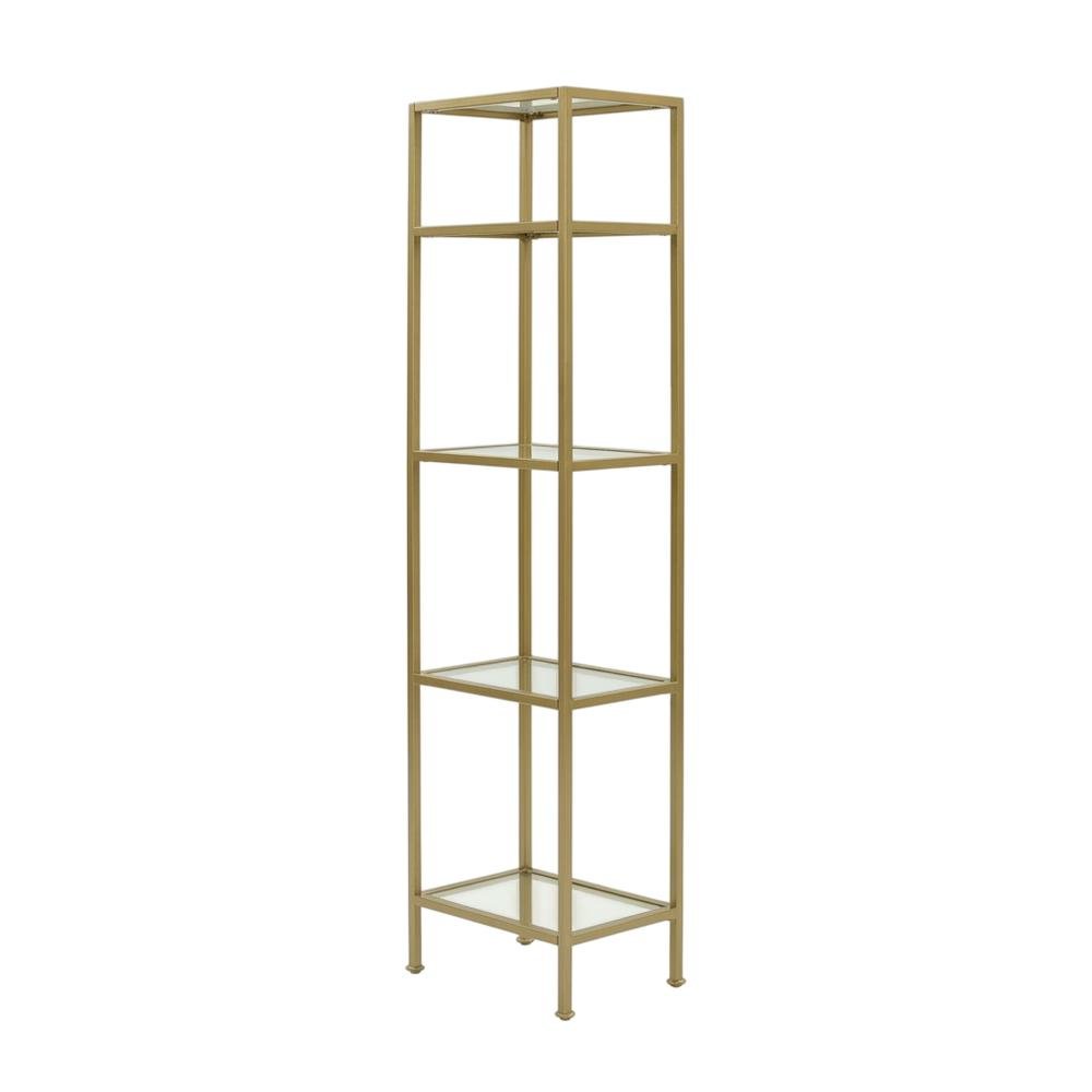 Set of 2 Narrow Freestanding Shelves in Soft Gold for Stylish Storage