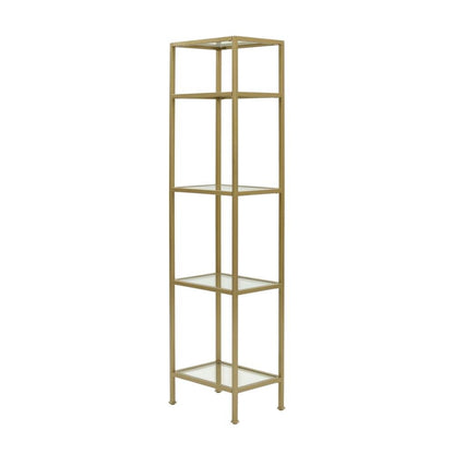 Set of 2 Narrow Freestanding Shelves in Soft Gold for Stylish Storage