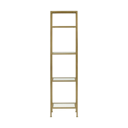 Set of 2 Narrow Freestanding Shelves in Soft Gold for Stylish Storage