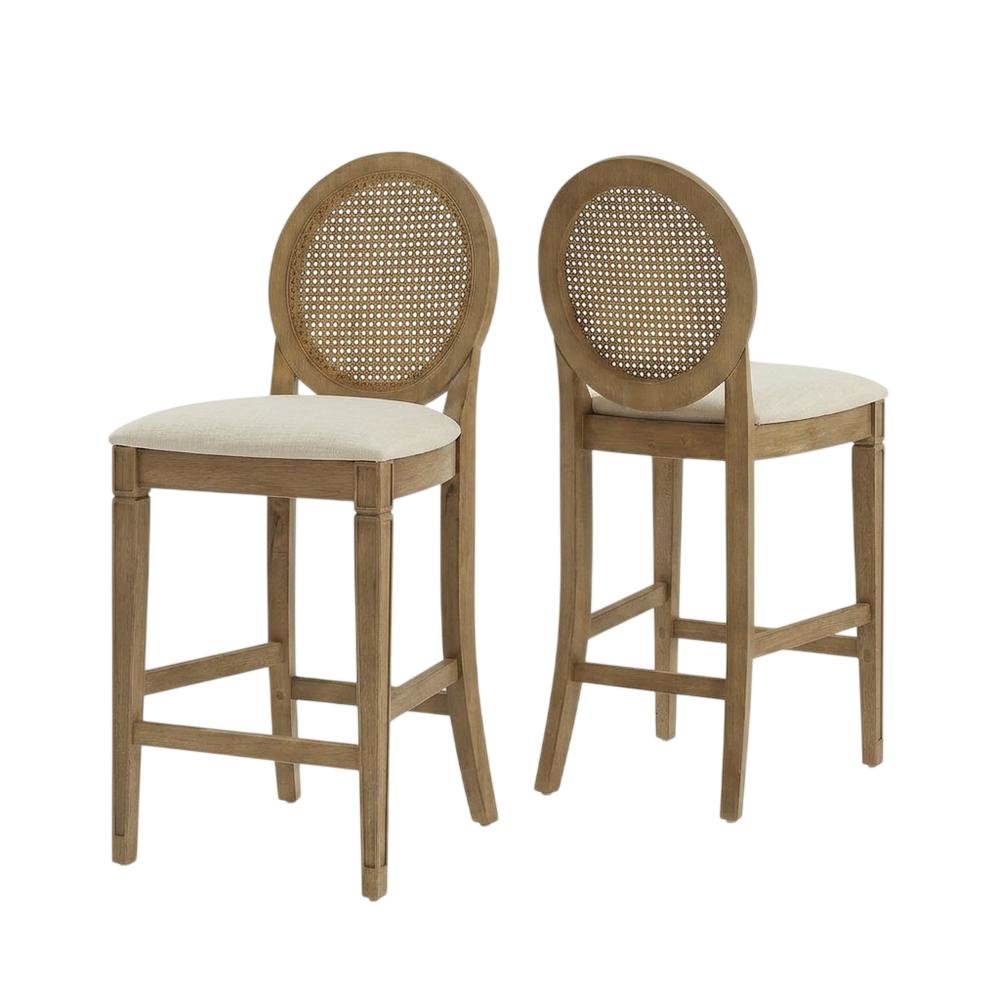 Cane-Back Counter Stool Set with Stylish Design and Durable Frame