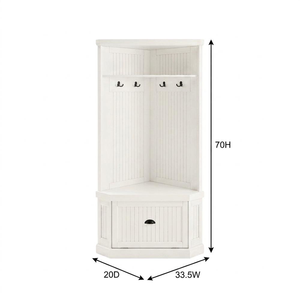 Distressed White Hall Tree with Anti-Tip Hardware and Storage Space