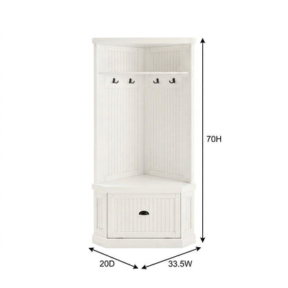 Distressed White Hall Tree with Anti-Tip Hardware and Storage Space