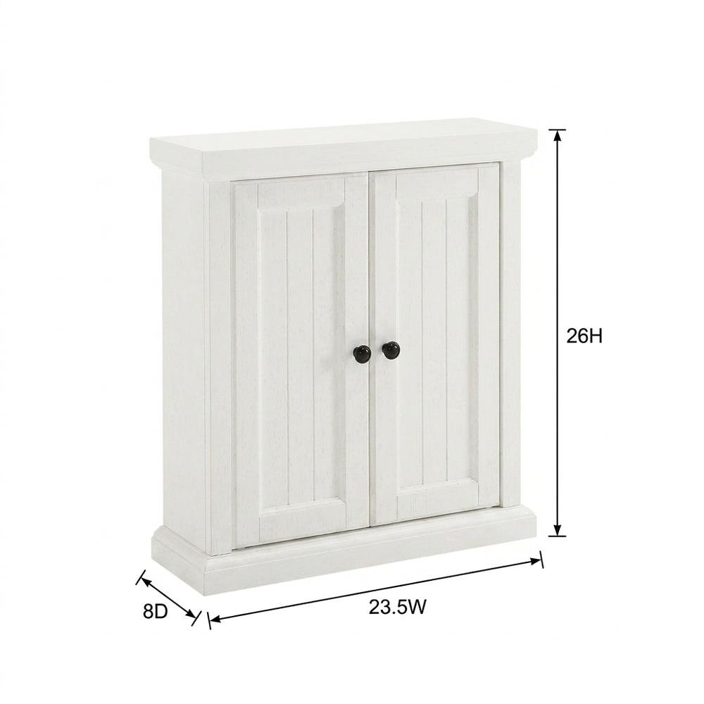 Distressed White Bathroom Wall Cabinet, Anti-Tip Hardware, Durable Construction