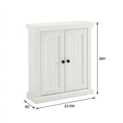Distressed White Bathroom Wall Cabinet, Anti-Tip Hardware, Durable Construction