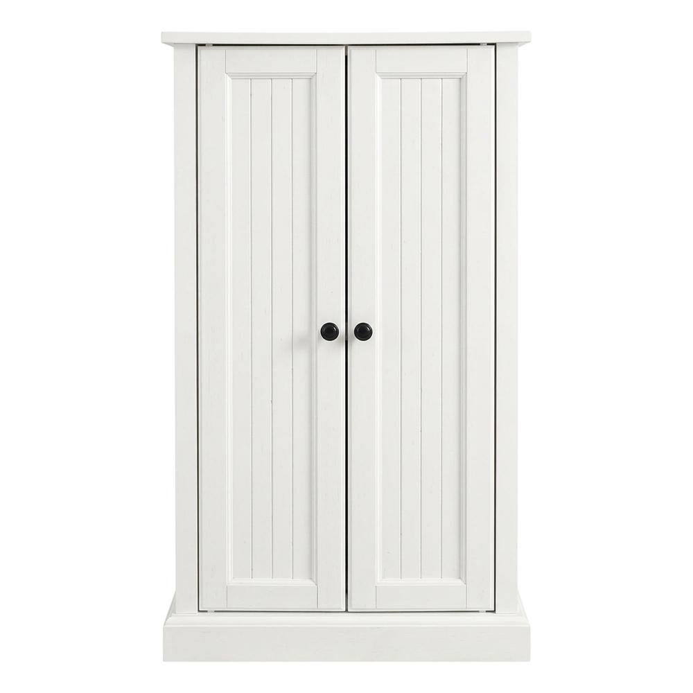 White Seaside Accent Cabinet with Anti-Tip Hardware and Sturdy Build