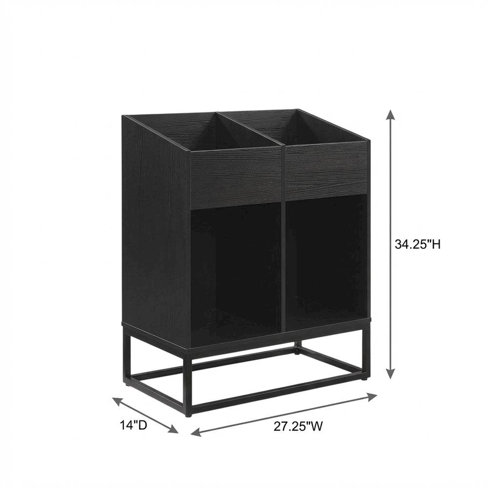 Vinyl Record Storage Stand in Neutral Finish with Sturdy Construction, Compact