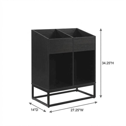 Vinyl Record Storage Stand in Neutral Finish with Sturdy Construction, Compact