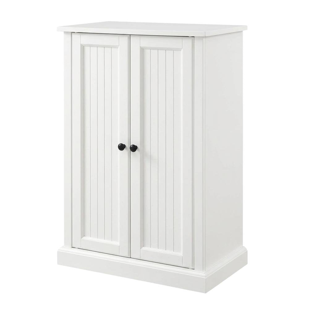 White Seaside Accent Cabinet with Anti-Tip Hardware and Sturdy Build