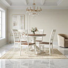 Round White Dining Set with Table and 4 Chairs for Family Meals