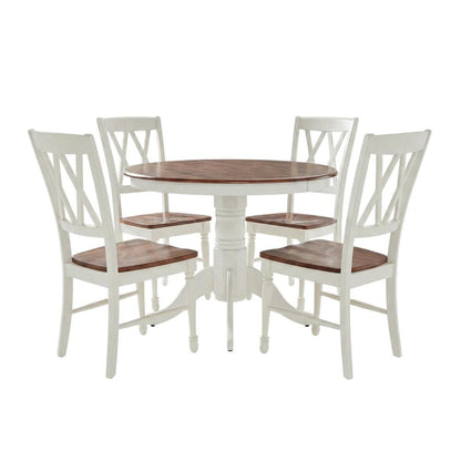 Round White Dining Set with Table and 4 Chairs for Family Meals