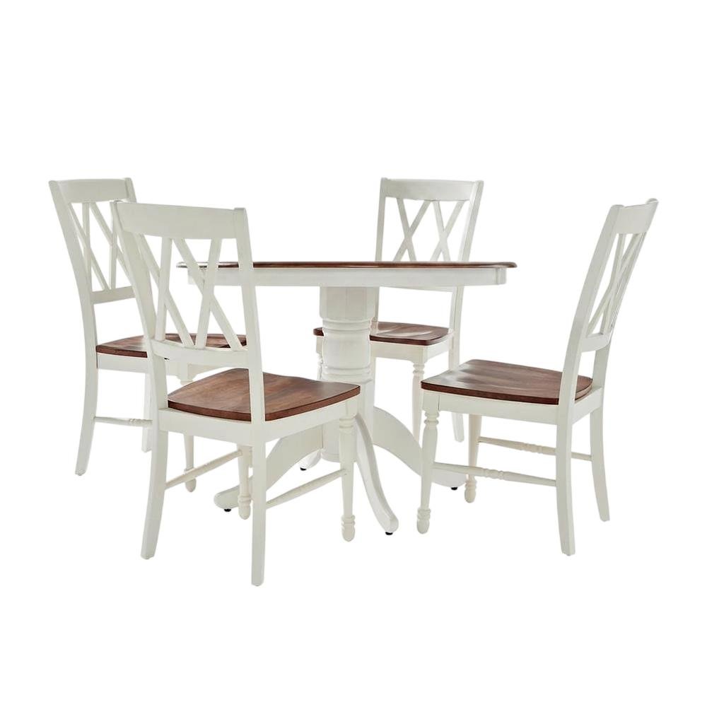 Round White Dining Set with Table and 4 Chairs for Family Meals
