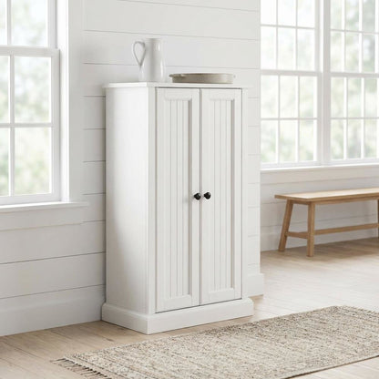 White Seaside Accent Cabinet with Anti-Tip Hardware and Sturdy Build