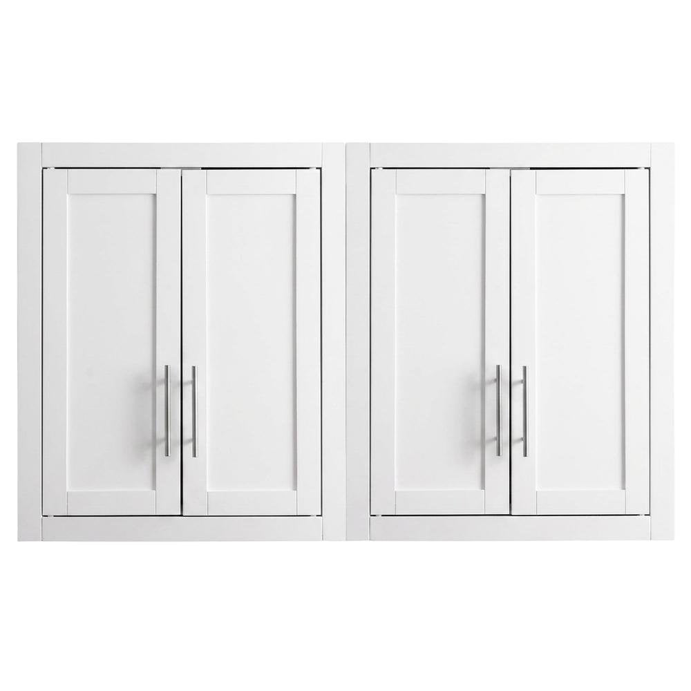 White 2-Piece Wall Storage Cabinet Set, MDF Birch Veneer