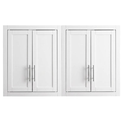 White 2-Piece Wall Storage Cabinet Set, MDF Birch Veneer