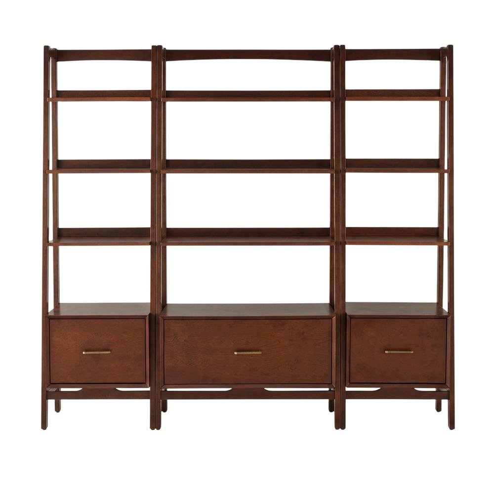 Mahogany Floor Shelf Set with Large and Small Freestanding Etagere Units