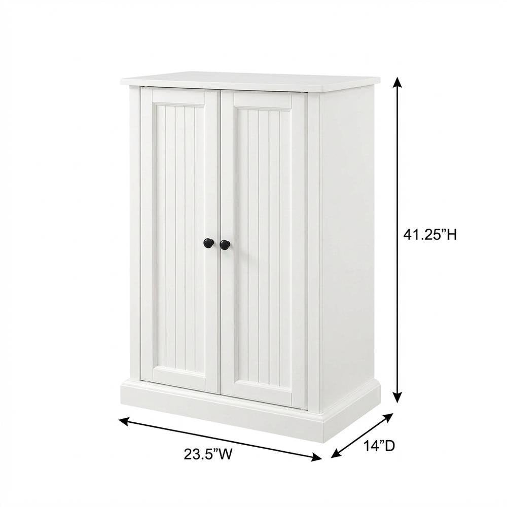 White Seaside Accent Cabinet with Anti-Tip Hardware and Sturdy Build