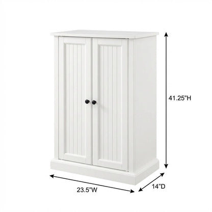 White Seaside Accent Cabinet with Anti-Tip Hardware and Sturdy Build