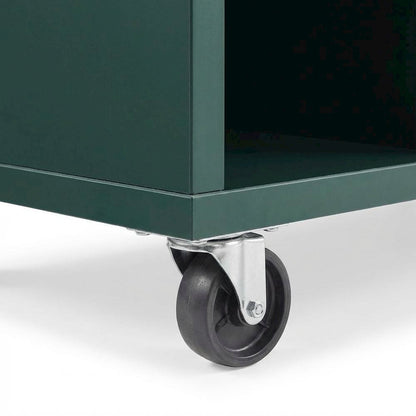 Wooden record player stand with vinyl storage, sturdy design, simple style