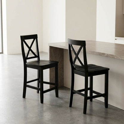 Modern X-Back Counter Height Bar Stool Set, Comfortable & Durable (2 Pack)
