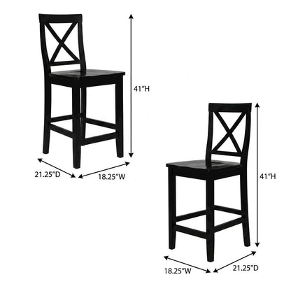 Modern X-Back Counter Height Bar Stool Set, Comfortable & Durable (2 Pack)
