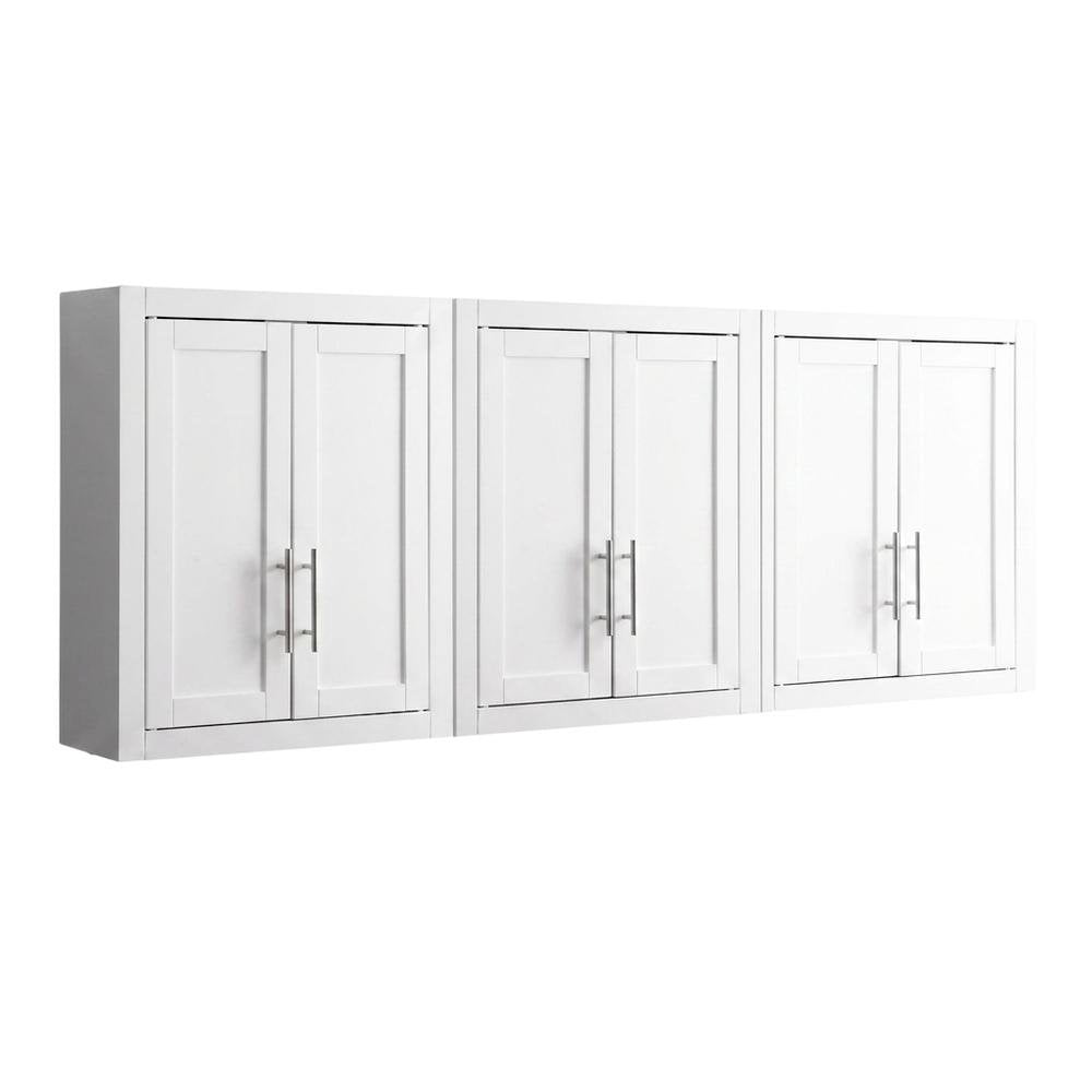 White 3-Piece Wall Storage Cabinet Set, MDF Birch Veneer