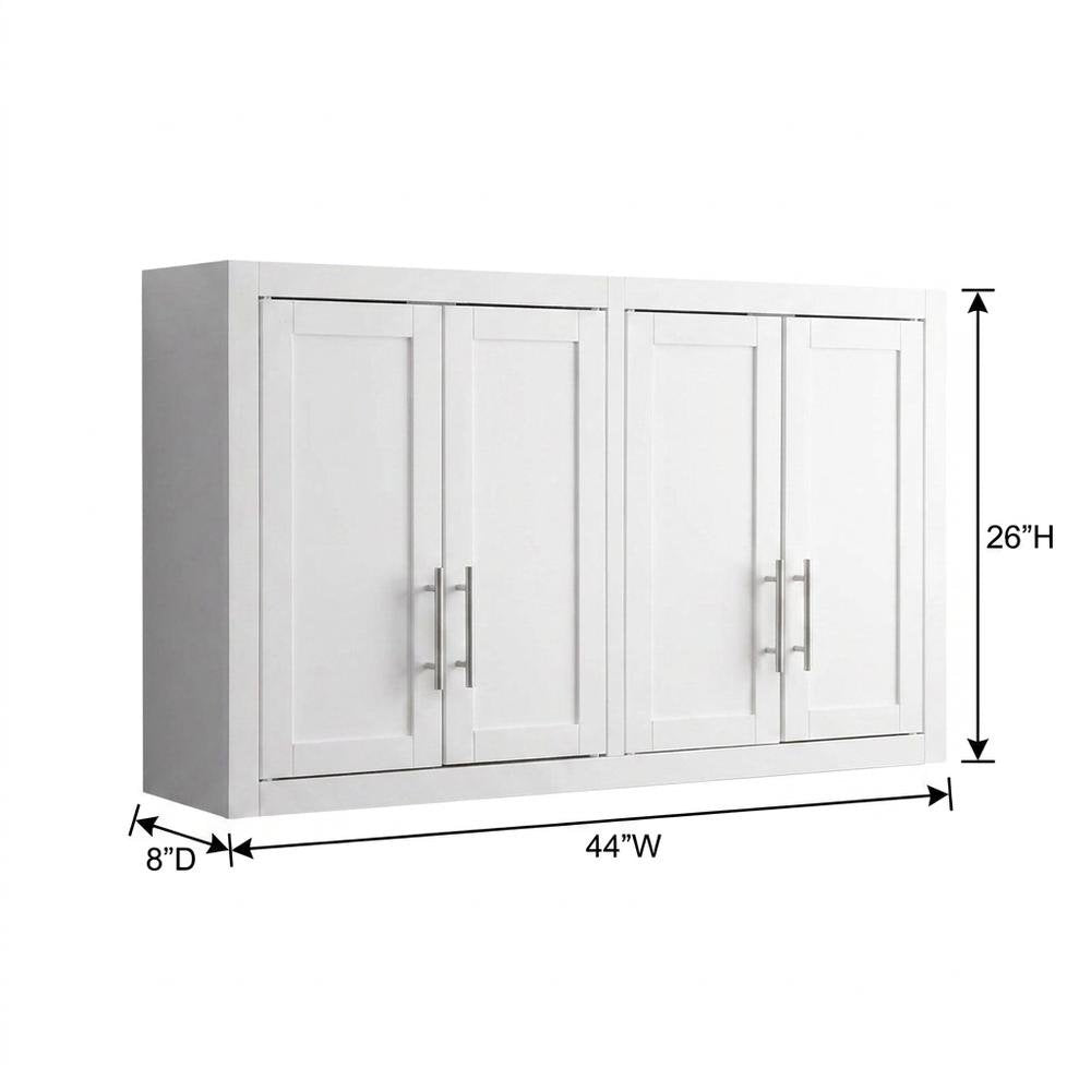 White 2-Piece Wall Storage Cabinet Set, MDF Birch Veneer