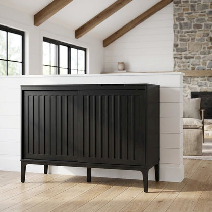 Large record player cabinet with vinyl storage in modern design
