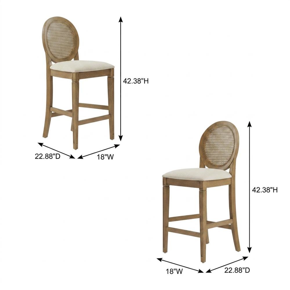 Cane-Back Counter Stool Set with Stylish Design and Durable Frame