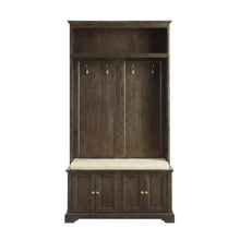 Hall Tree in Classic Finish with Built-In Coat Hooks and Storage Bench