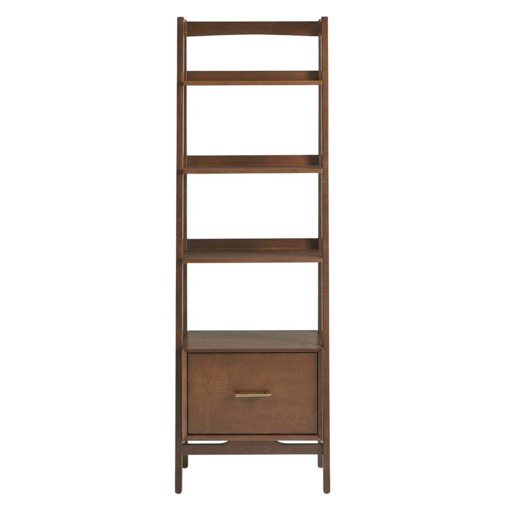 Mahogany Small Etagere Freestanding Shelf, Anti-Tip Hardware and Sturdy Frame