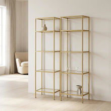 Set of 2 Narrow Freestanding Shelves in Soft Gold for Stylish Storage