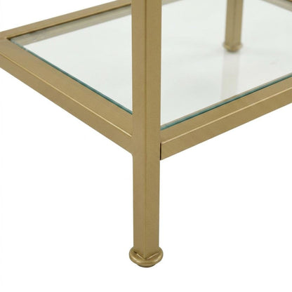 Set of 2 Narrow Freestanding Shelves in Soft Gold for Stylish Storage