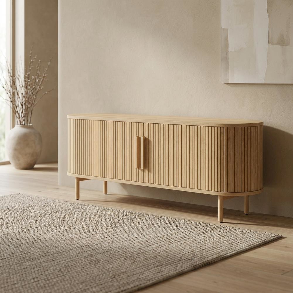 Wooden Record Player Cabinet with Vinyl Storage for Entertainment Rooms