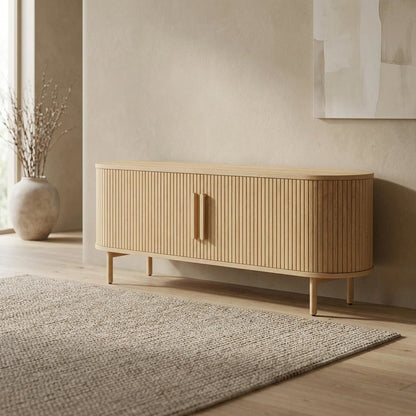 Wooden Record Player Cabinet with Vinyl Storage for Entertainment Rooms