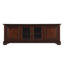 Mahogany Low Profile TV Stand with Anti-Tip Mechanism and Floor Clearance