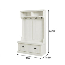 Distressed White Hall Tree with Anti-Tip Hardware and Sturdy Construction