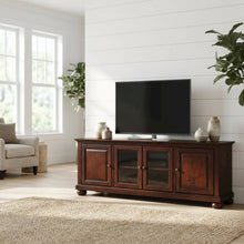 Mahogany Low Profile TV Stand with Anti-Tip Mechanism and Floor Clearance