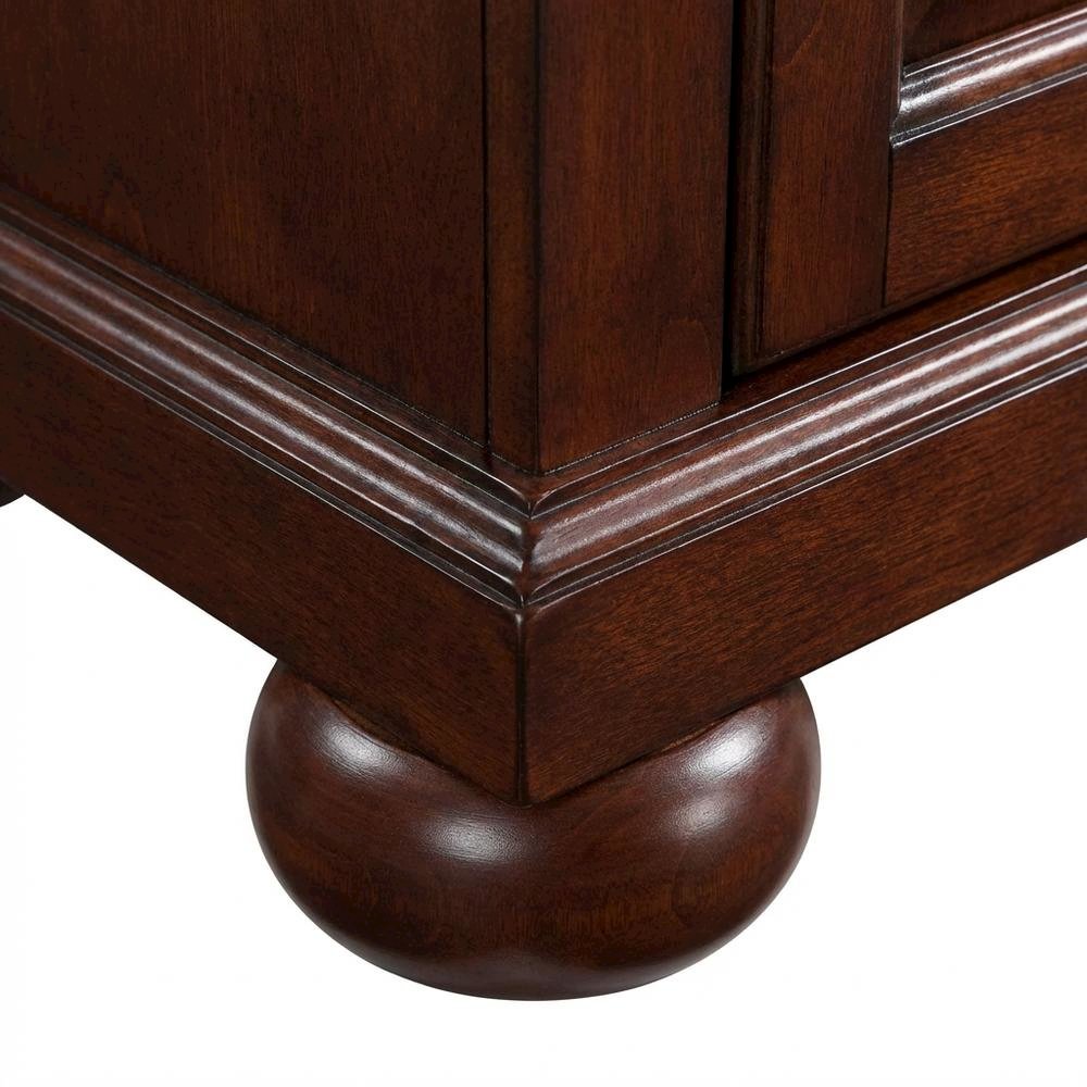 Mahogany Low Profile TV Stand with Anti-Tip Mechanism and Floor Clearance