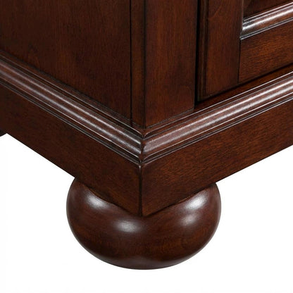 Mahogany Low Profile TV Stand with Anti-Tip Mechanism and Floor Clearance