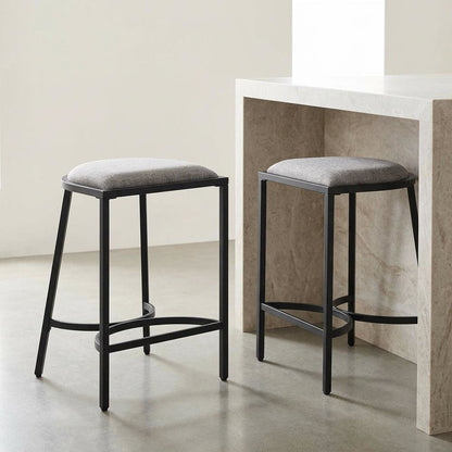 Counter Height Bar Stool Set with Plush Upholstery and Wooden Legs