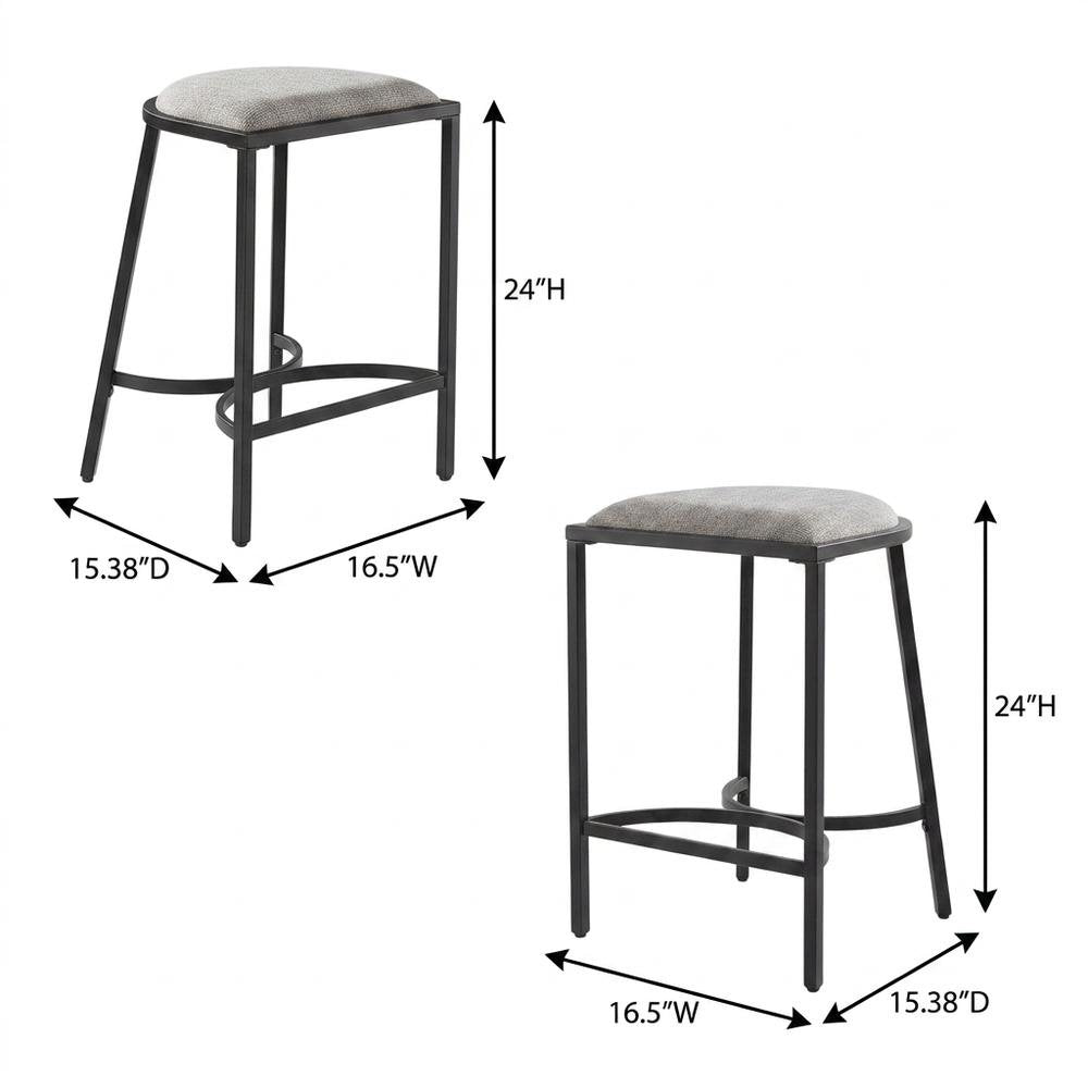 Counter Height Bar Stool Set with Plush Upholstery and Wooden Legs