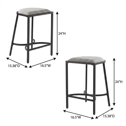 Counter Height Bar Stool Set with Plush Upholstery and Wooden Legs