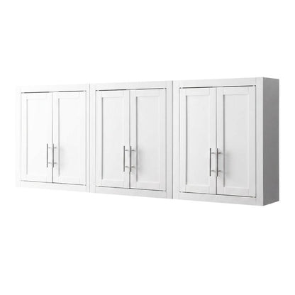 White 3-Piece Wall Kitchen Cabinet Set, MDF Birch Veneer Wide
