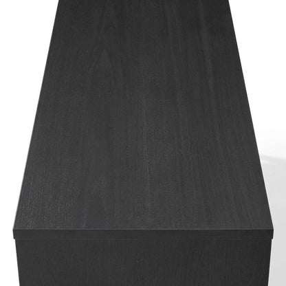 Wooden record player stand with vinyl storage, modern entertainment center