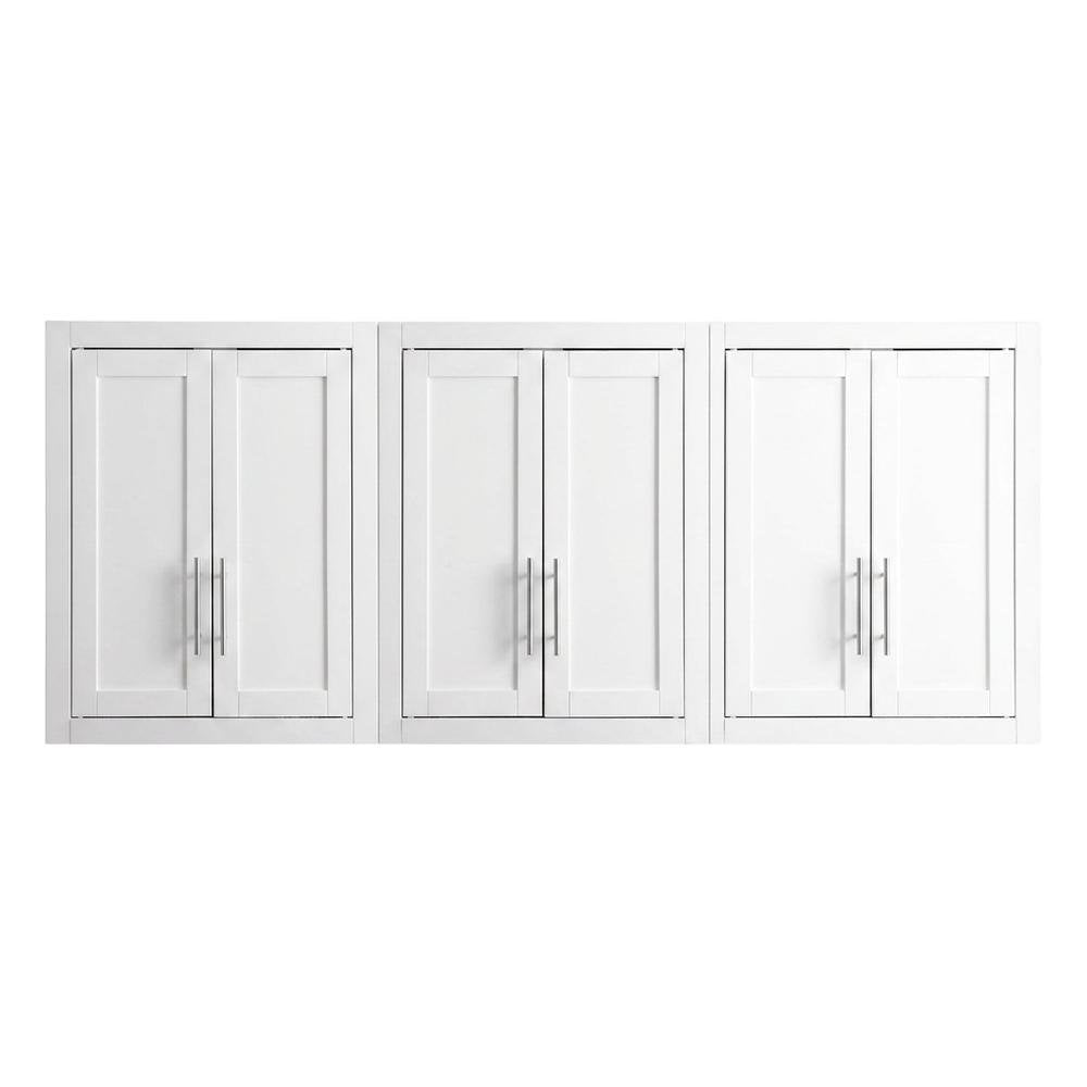 White 3-Piece Wall Kitchen Cabinet Set, MDF Birch Veneer Wide