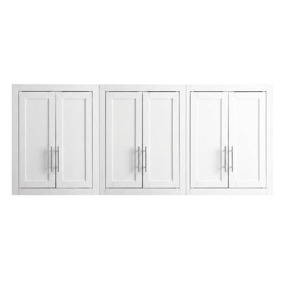 White 3-Piece Wall Kitchen Cabinet Set, MDF Birch Veneer Wide