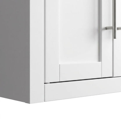White 3-Piece Wall Kitchen Cabinet Set, MDF Birch Veneer Wide