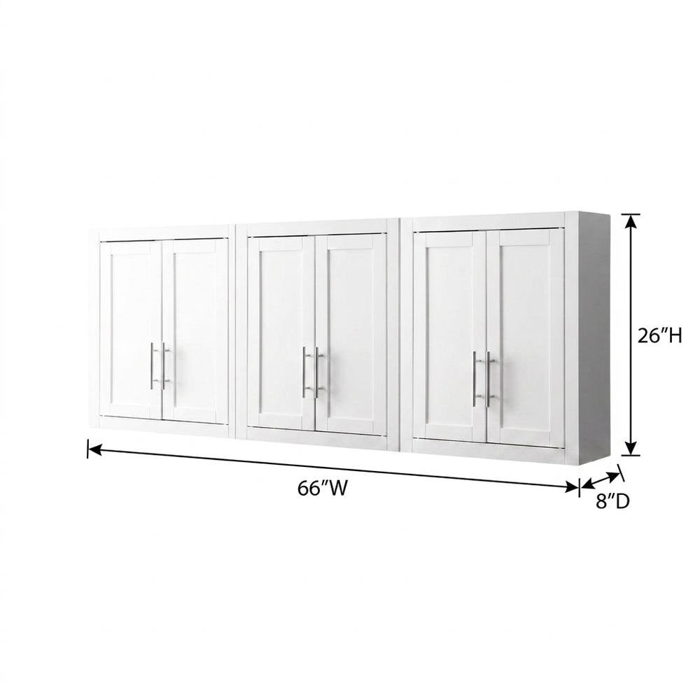 White 3-Piece Wall Kitchen Cabinet Set, MDF Birch Veneer Wide