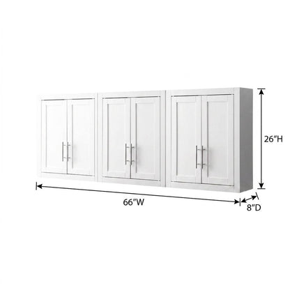 White 3-Piece Wall Kitchen Cabinet Set, MDF Birch Veneer Wide